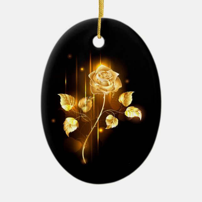 Golden rose ( gold rose ) ceramic tree decoration (Front)