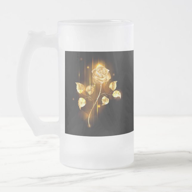 Golden rose ( gold rose ) frosted glass beer mug (Left)
