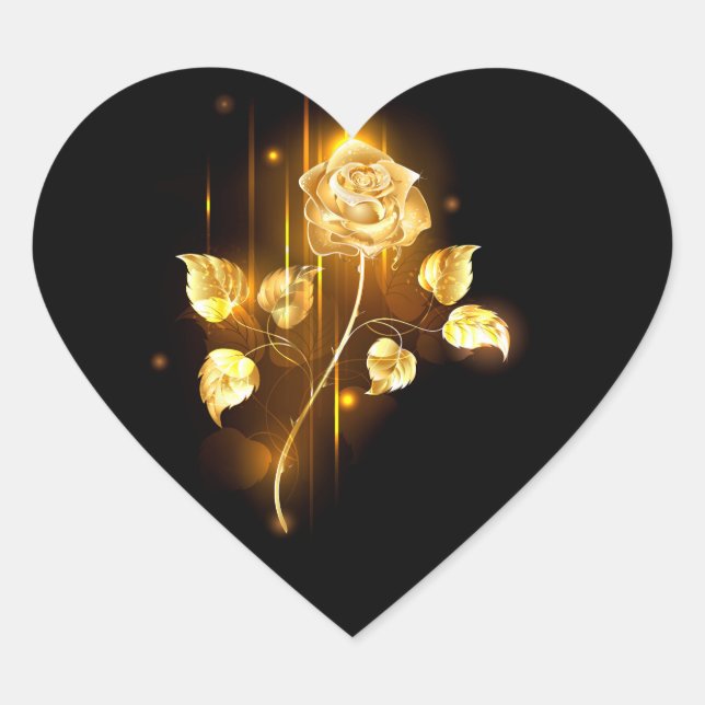Golden rose ( gold rose ) heart sticker (Front)