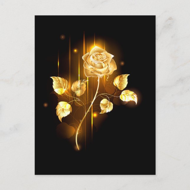 Golden rose ( gold rose ) invitation postcard (Front)
