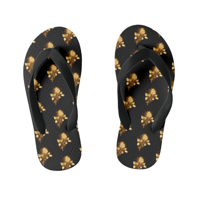 Golden rose ( gold rose ) kid's flip flops (Footbed)