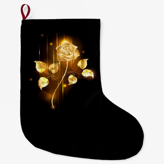 Golden rose ( gold rose ) large christmas stocking (Front)
