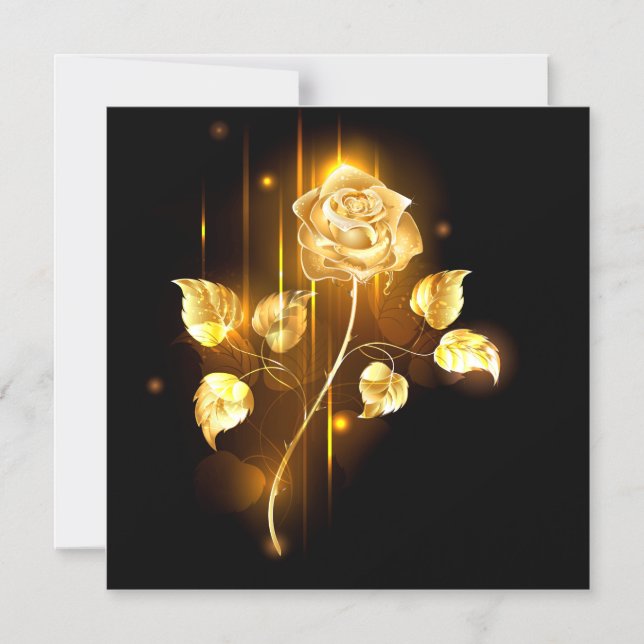 Golden rose ( gold rose ) magnetic invitation (Front)