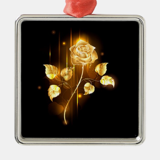 Golden rose ( gold rose ) metal tree decoration (Front)