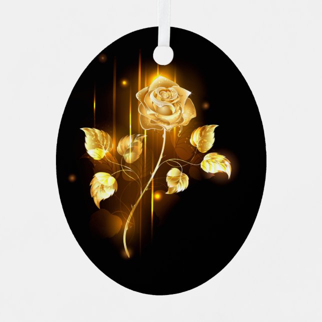 Golden rose ( gold rose ) metal tree decoration (Front)