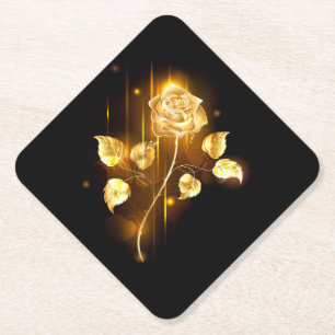 Golden rose ( gold rose ) paper coaster