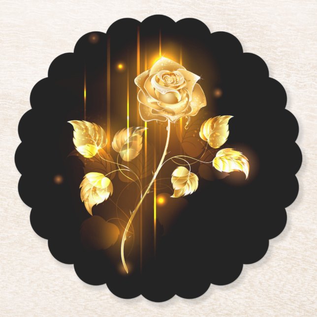 Golden rose ( gold rose ) paper coaster (Front)