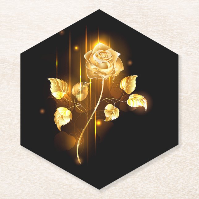 Golden rose ( gold rose ) paper coaster (Front)