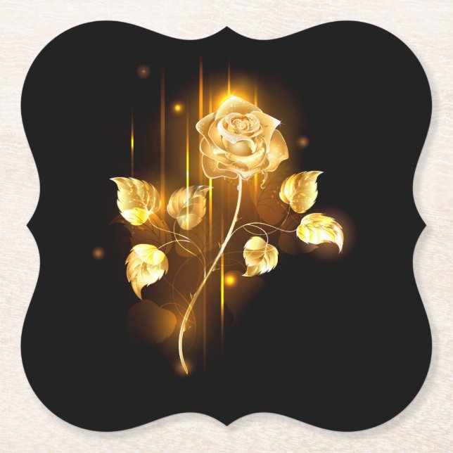 Golden rose ( gold rose ) paper coaster (Front)