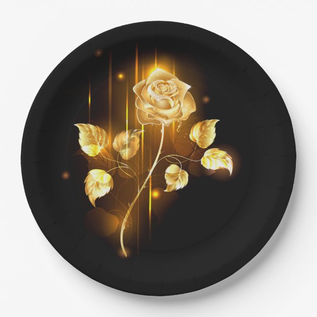 Golden rose ( gold rose ) paper plate (Front)