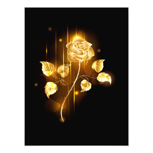 Golden rose ( gold rose ) photo print (Front)