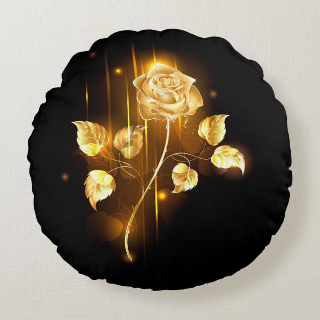 Golden rose ( gold rose ) round cushion (Front)