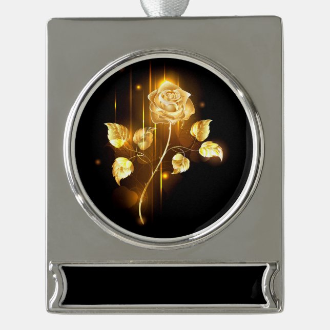 Golden rose ( gold rose ) silver plated banner ornament (Front)