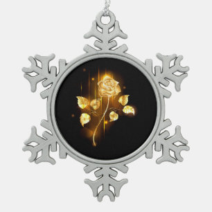 Golden rose ( gold rose ) snowflake pewter christmas ornament