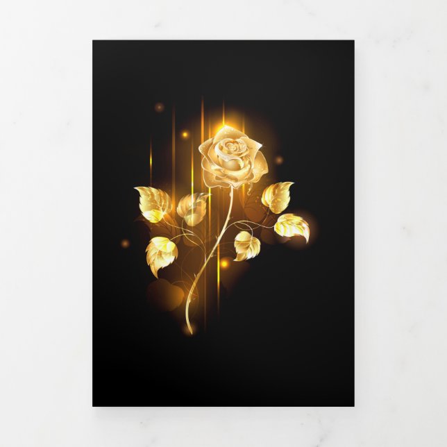 Golden rose ( gold rose ) Tri-Fold card (Cover)