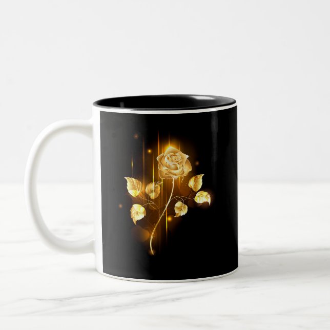 Golden rose ( gold rose ) Two-Tone coffee mug (Left)