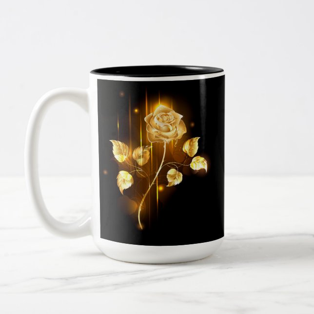 Golden rose ( gold rose ) Two-Tone coffee mug (Left)