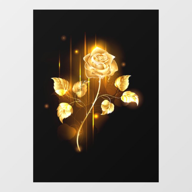 Golden rose ( gold rose ) window cling (Sheet)