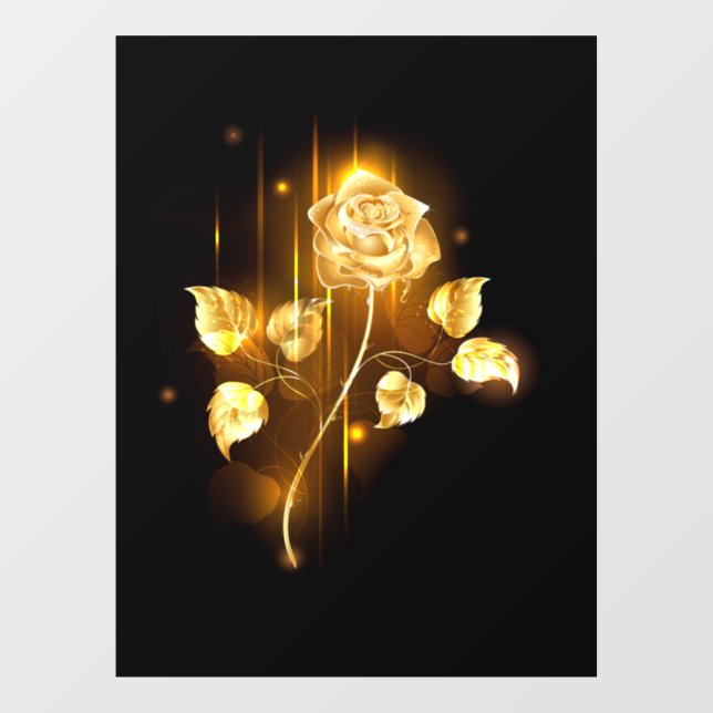 Golden rose ( gold rose ) window cling (Sheet)