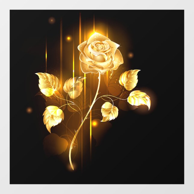 Golden rose ( gold rose ) window cling (Sheet)
