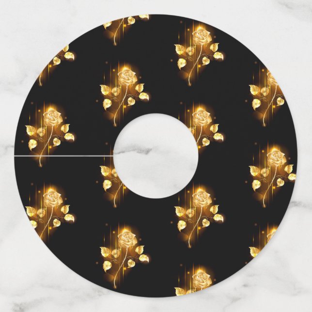 Golden rose ( gold rose ) wine glass tag (Front)