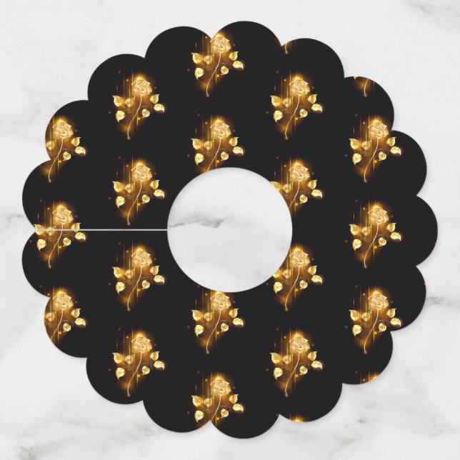 Golden rose ( gold rose ) wine glass tag (Front)