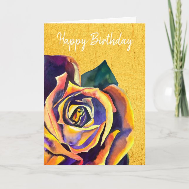 Golden Rose Gothic watercolor art Card (Front)