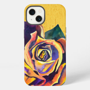 Golden Rose Gothic watercolor art iPhone 13 Case