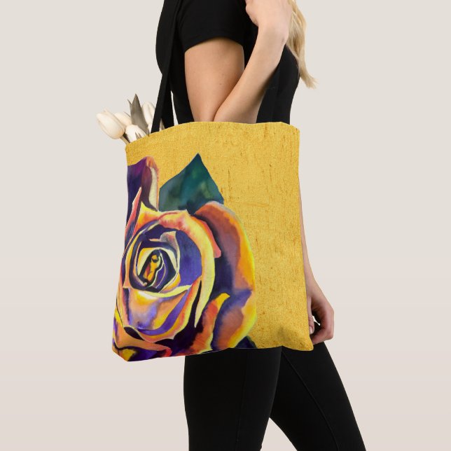 Golden Rose Gothic watercolor art Tote Bag (Close Up)