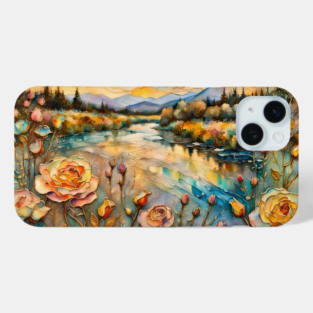 Golden Rose Mountain Valley Sunrise Case-Mate iPhone Case (Back (Horizontal))