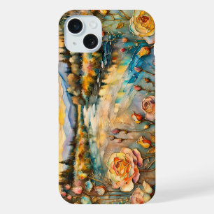Golden Rose Mountain Valley Sunrise iPhone 15 Plus Case
