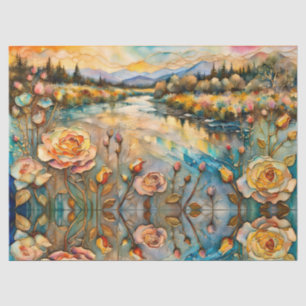 Golden Rose Mountain Valley Sunrise Tissue Paper