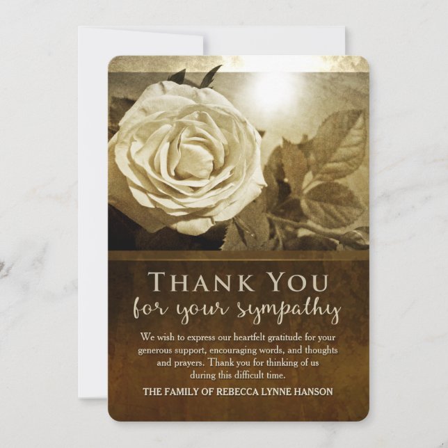 Golden Rose Nostalgia Thank You Sympathy Card (Front)