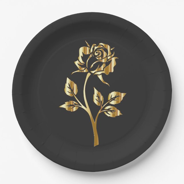 Golden Rose Paper Plate (Front)