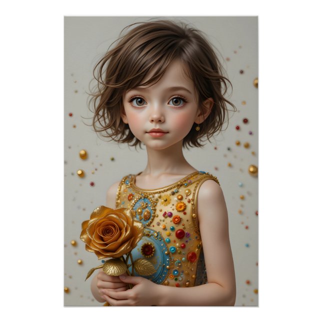 Golden Rose Portrait Poster (Front)