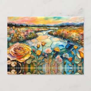 Golden Rose River Valley Sunrise Postcard