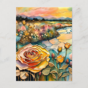 Golden Rose River Valley Sunrise Postcard