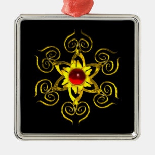 GOLDEN ROSE RUBY ,black Metal Tree Decoration