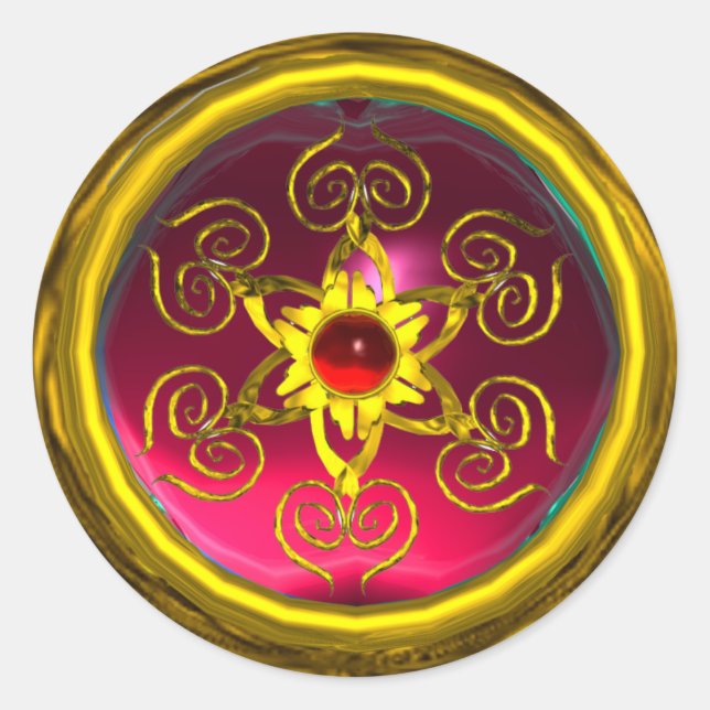 GOLDEN ROSE RUBY CLASSIC ROUND STICKER (Front)
