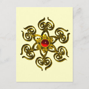 GOLDEN ROSE RUBY POSTCARD