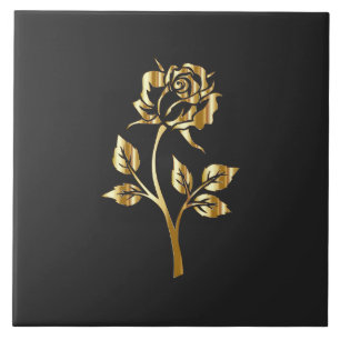 Golden Rose Silhouette Tile