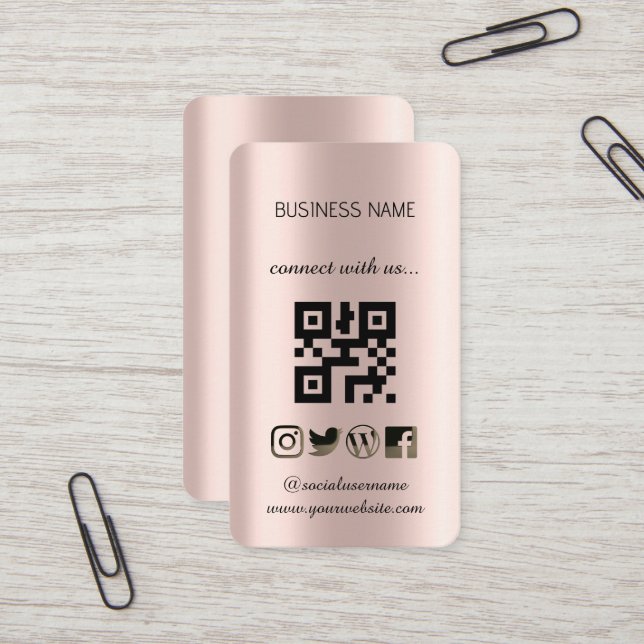 Golden rose  -Social Media QR Code  Business Card (Front/Back In Situ)