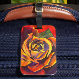 Golden Rose watercolor art Luggage Tag