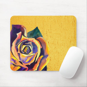 Golden Rose watercolor art Mouse Mat