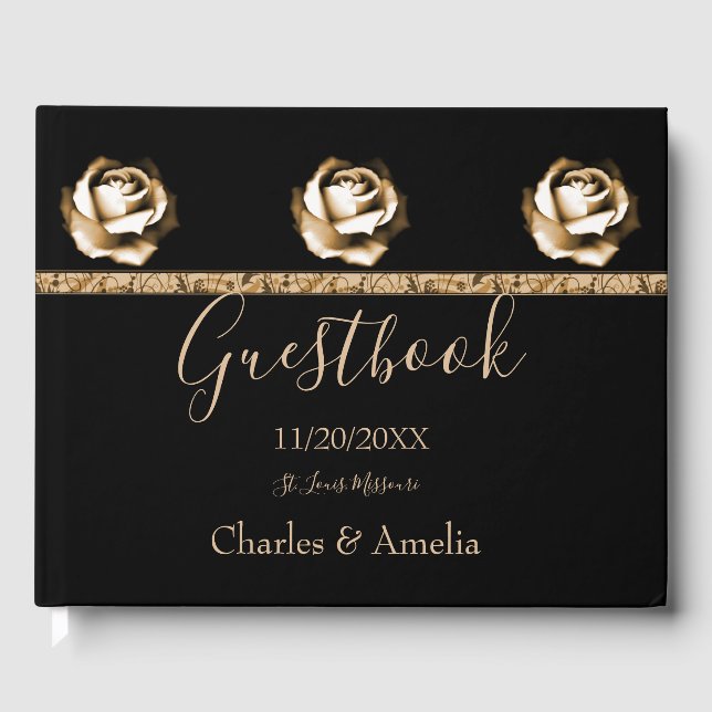 Golden Rose Wedding Day Guestbook (Front)