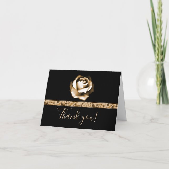 Golden Rose Wedding Thank You Cards (Front)