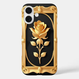 Golden Rose With Elegant Ornate Details iPhone 16 Case