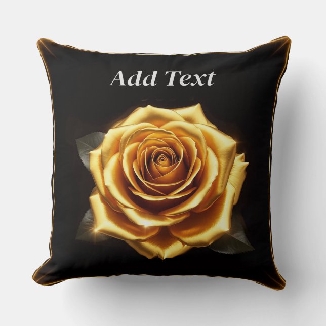 Golden Rose with Glowing Borders Cushion (Front)