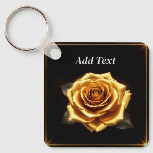 Golden Rose with Glowing Borders Key Ring