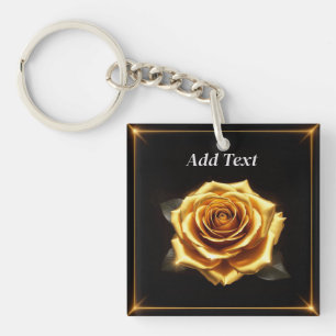 Golden Rose with Glowing Borders Key Ring